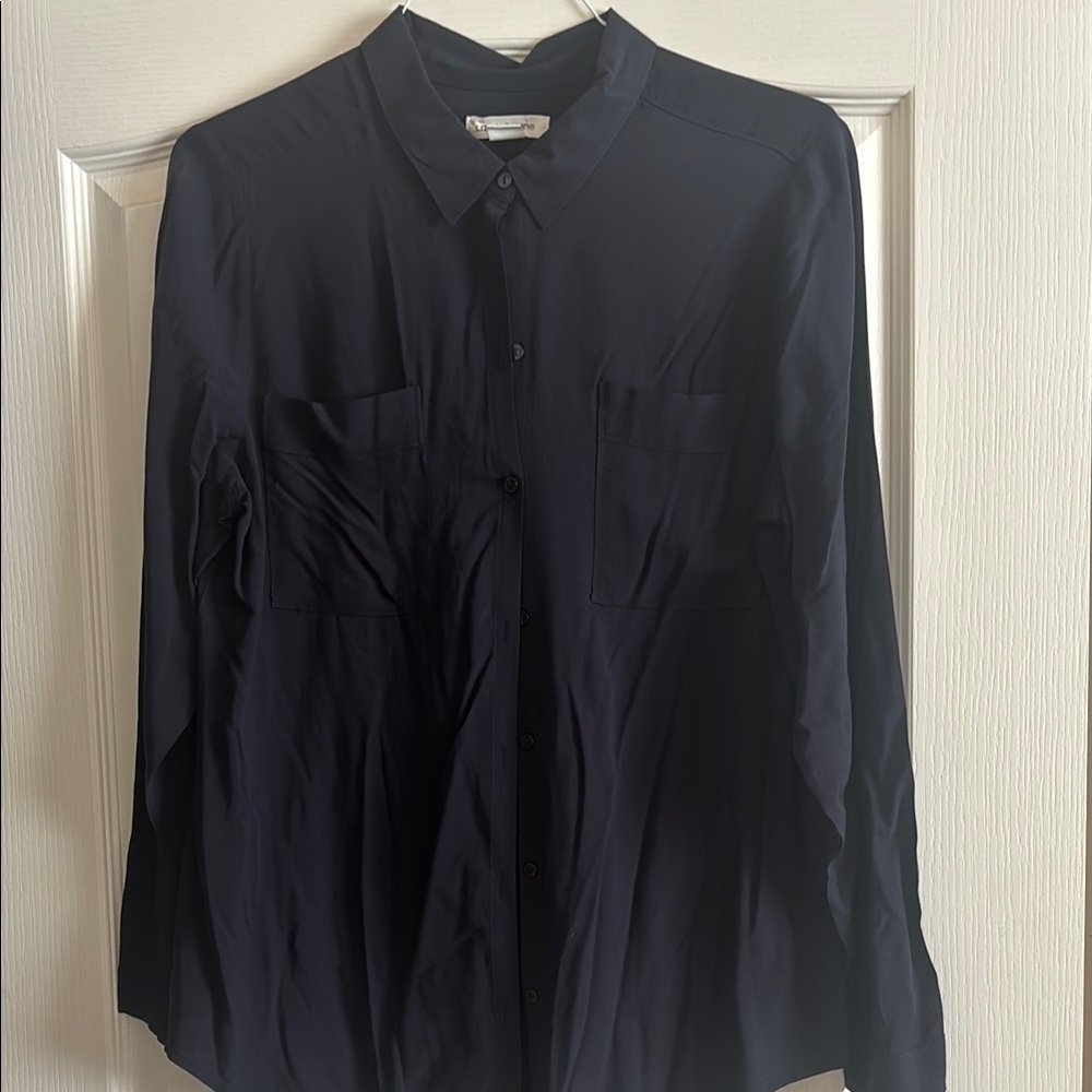 Navy Blue Button-Up Shirt - L